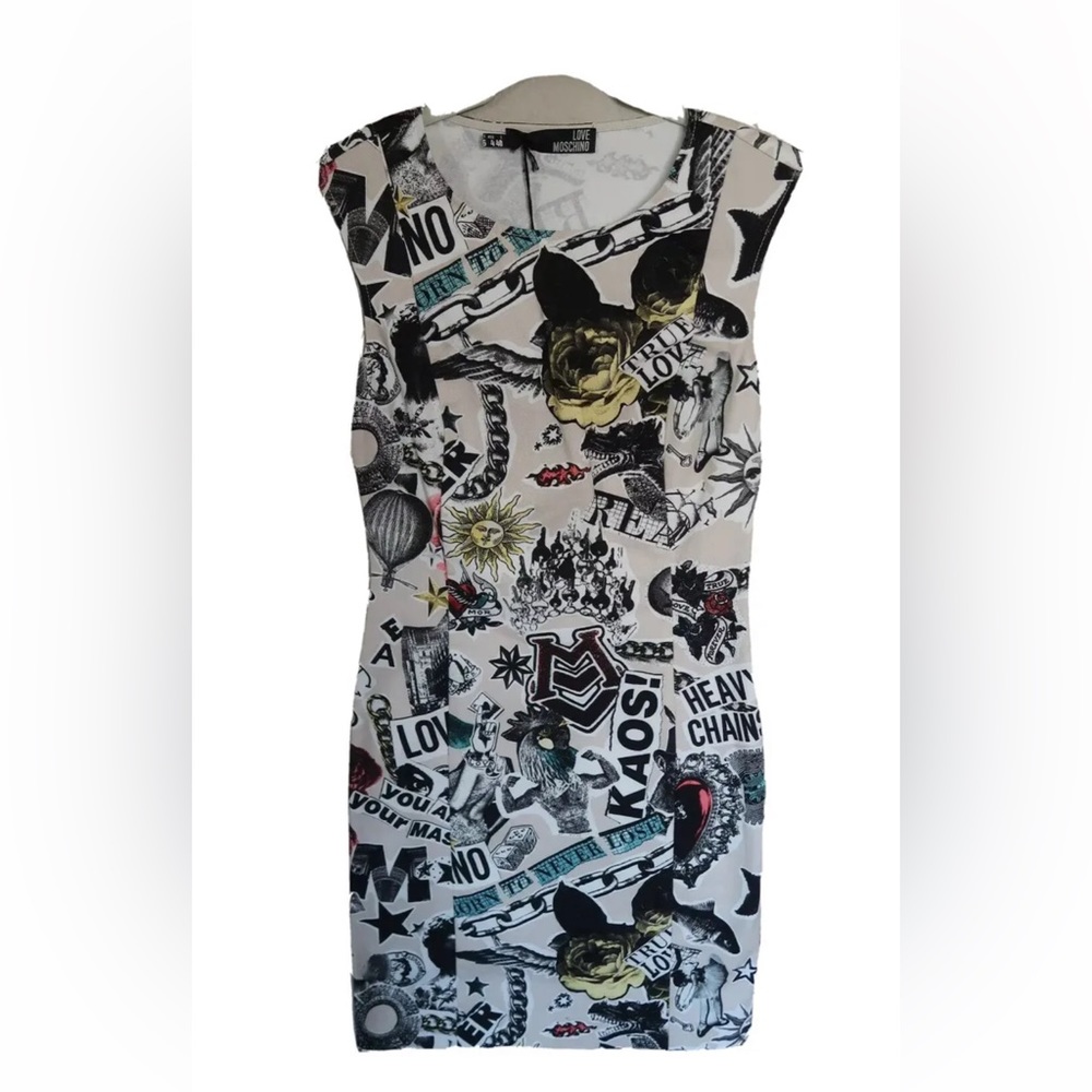NWT Love Moschino Tattoo Graphic Dress Size 4